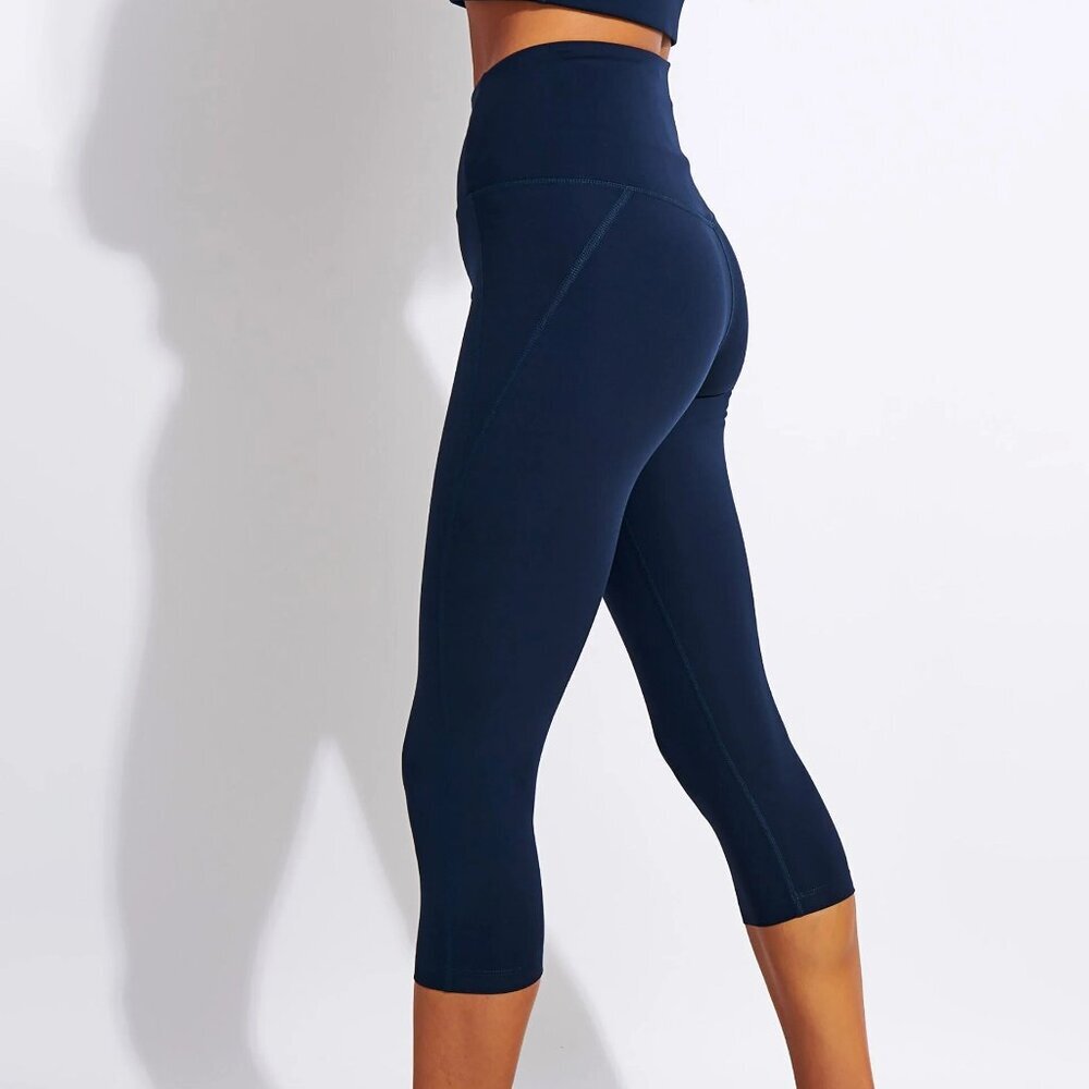 Girlfriend Collective Dark Blue High‎ Rise Crop Leggings